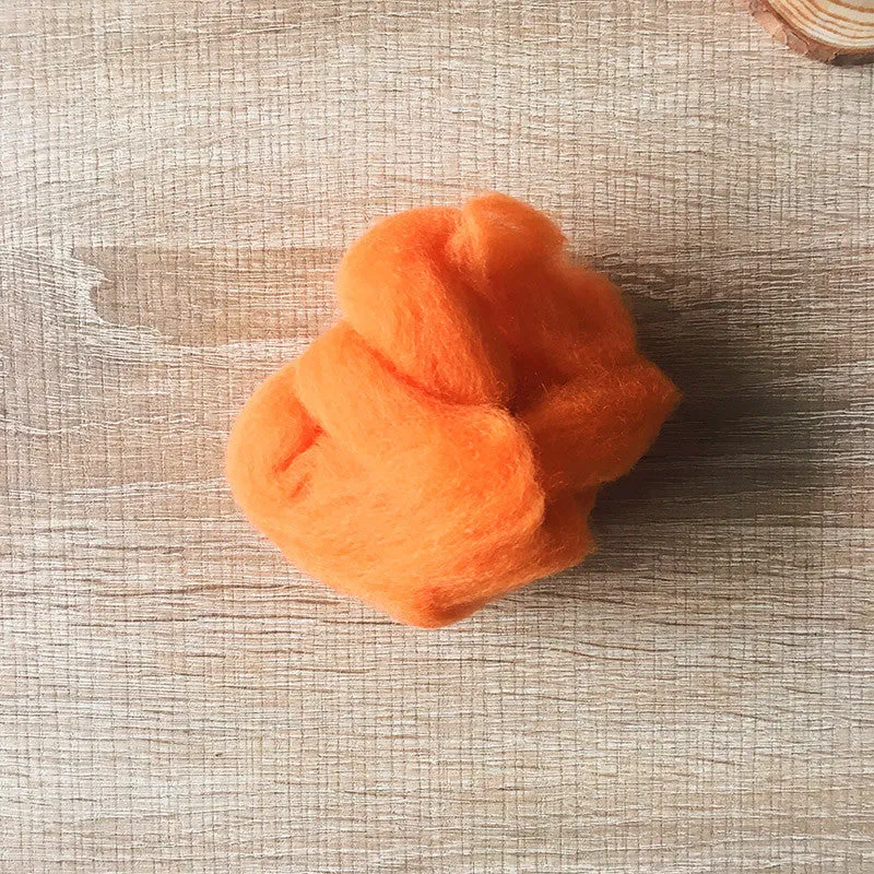 Needle felted wool felting fox orange wool Roving for felting supplies short fabric easy felt