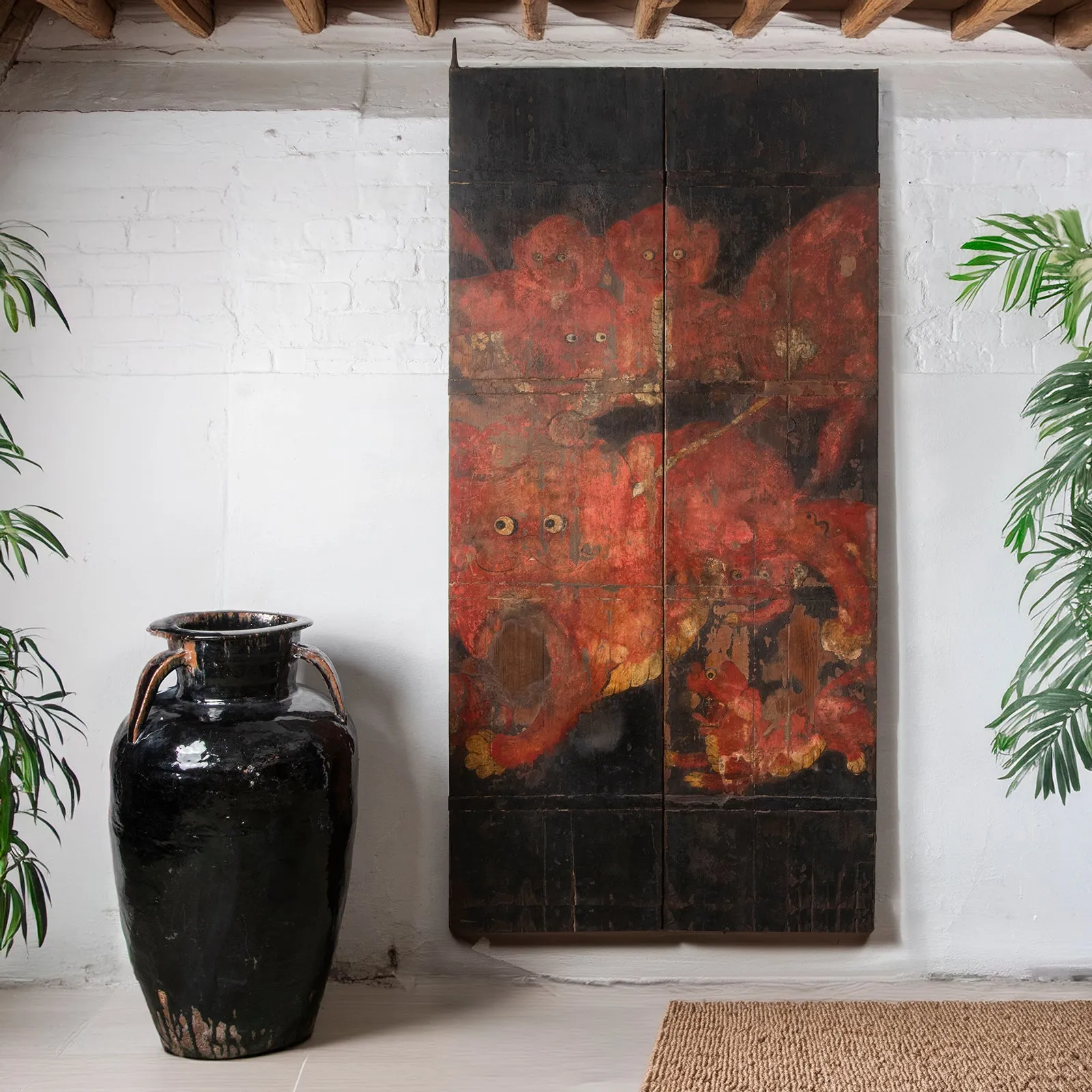 Painted Chinese Bank Doors From Shanxi - 19th Century