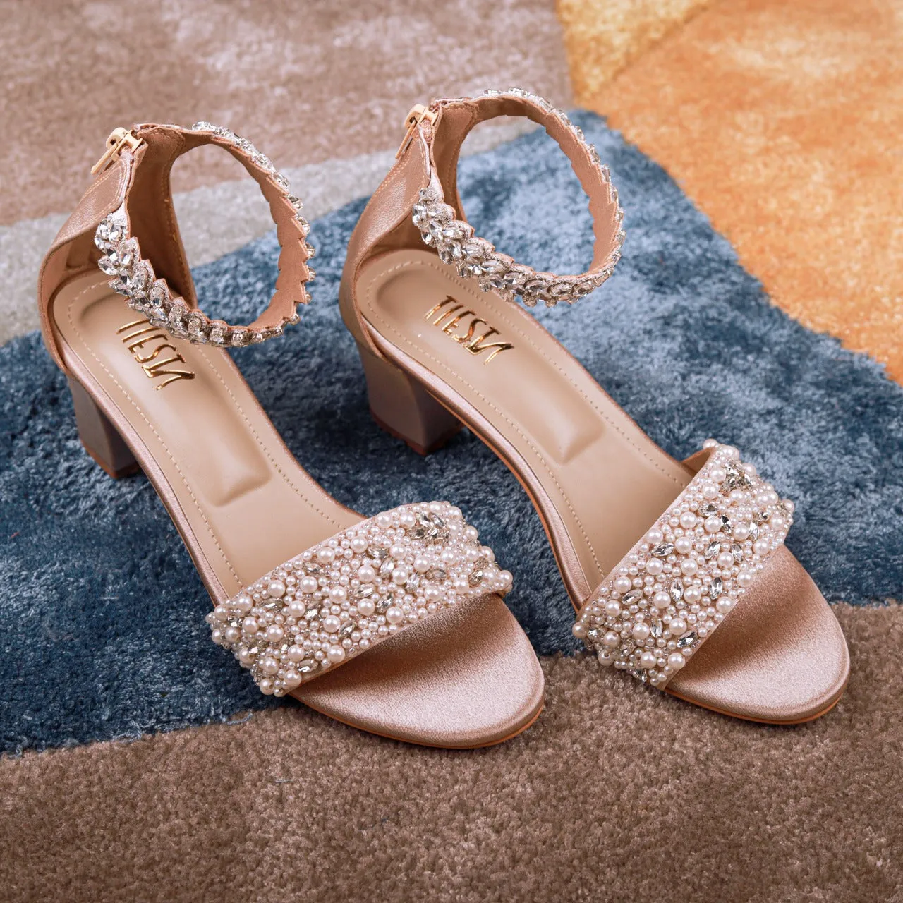 Pearl Bride (Gold Satin, crystal stones blocks Festive customised blocks