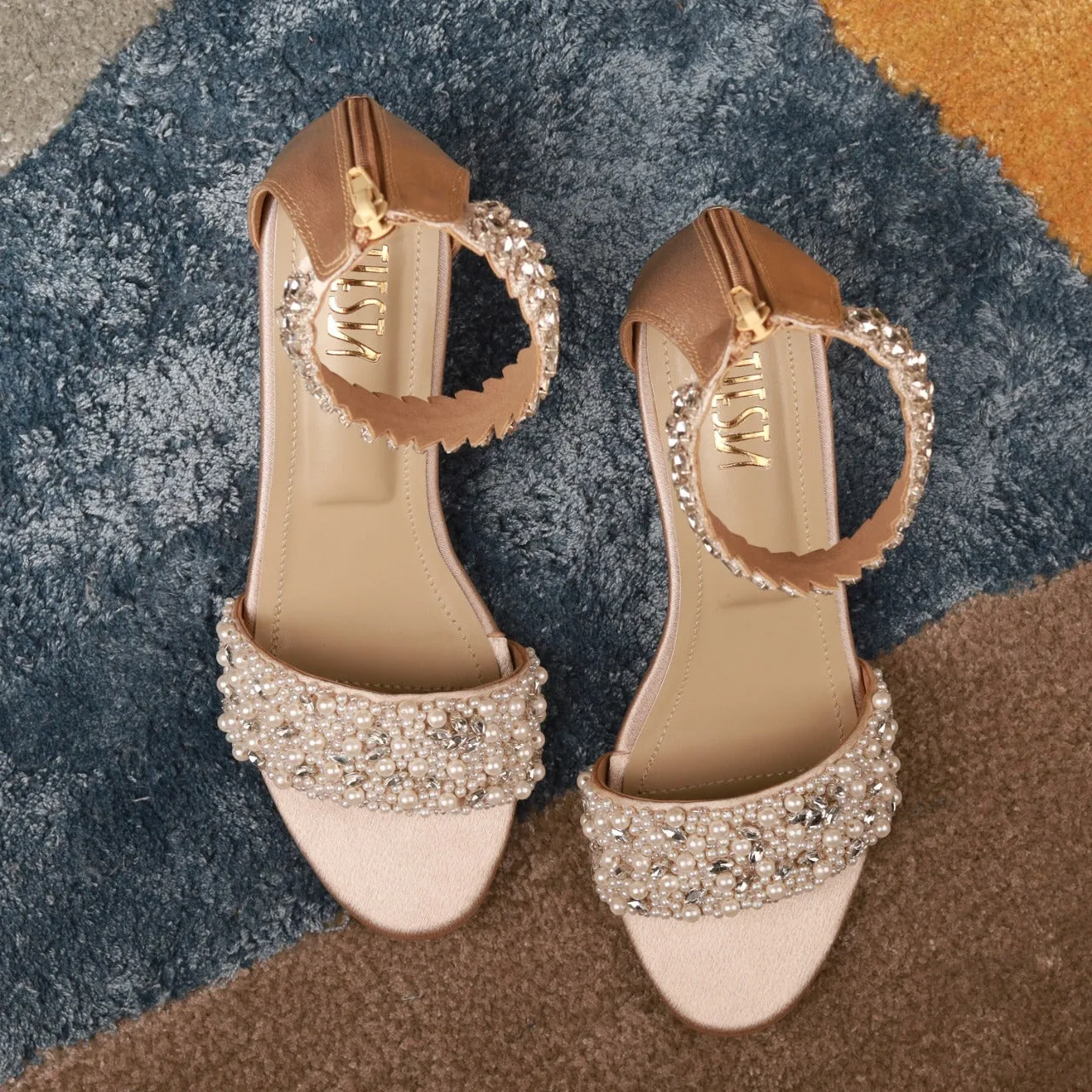 Pearl Bride (Gold Satin, crystal stones blocks Festive customised blocks