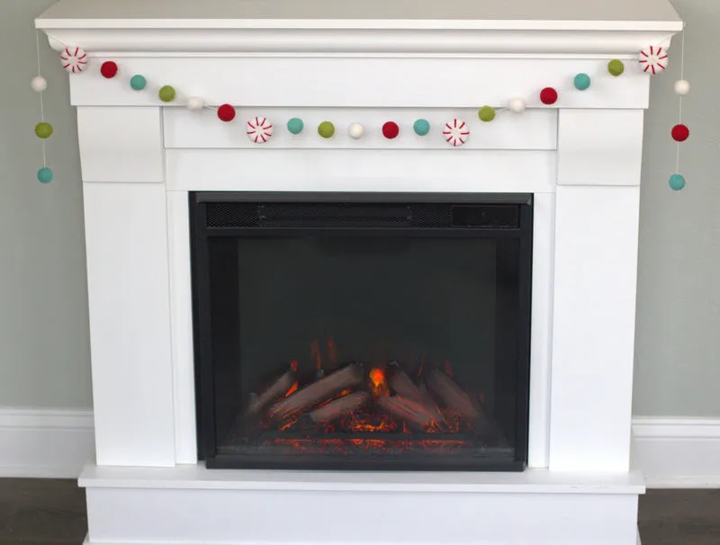 Peppermint Felt Christmas Garland- Red, Turquoise, Green, White