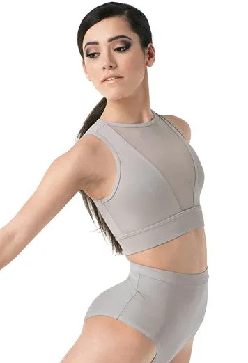 Plunge Neck Illusion Crop Top Set