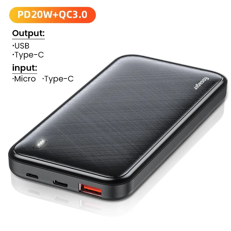 Power Bank Portable Charging Essager PD 20W 10000mAh For iPhone Xiaomi Sumsung