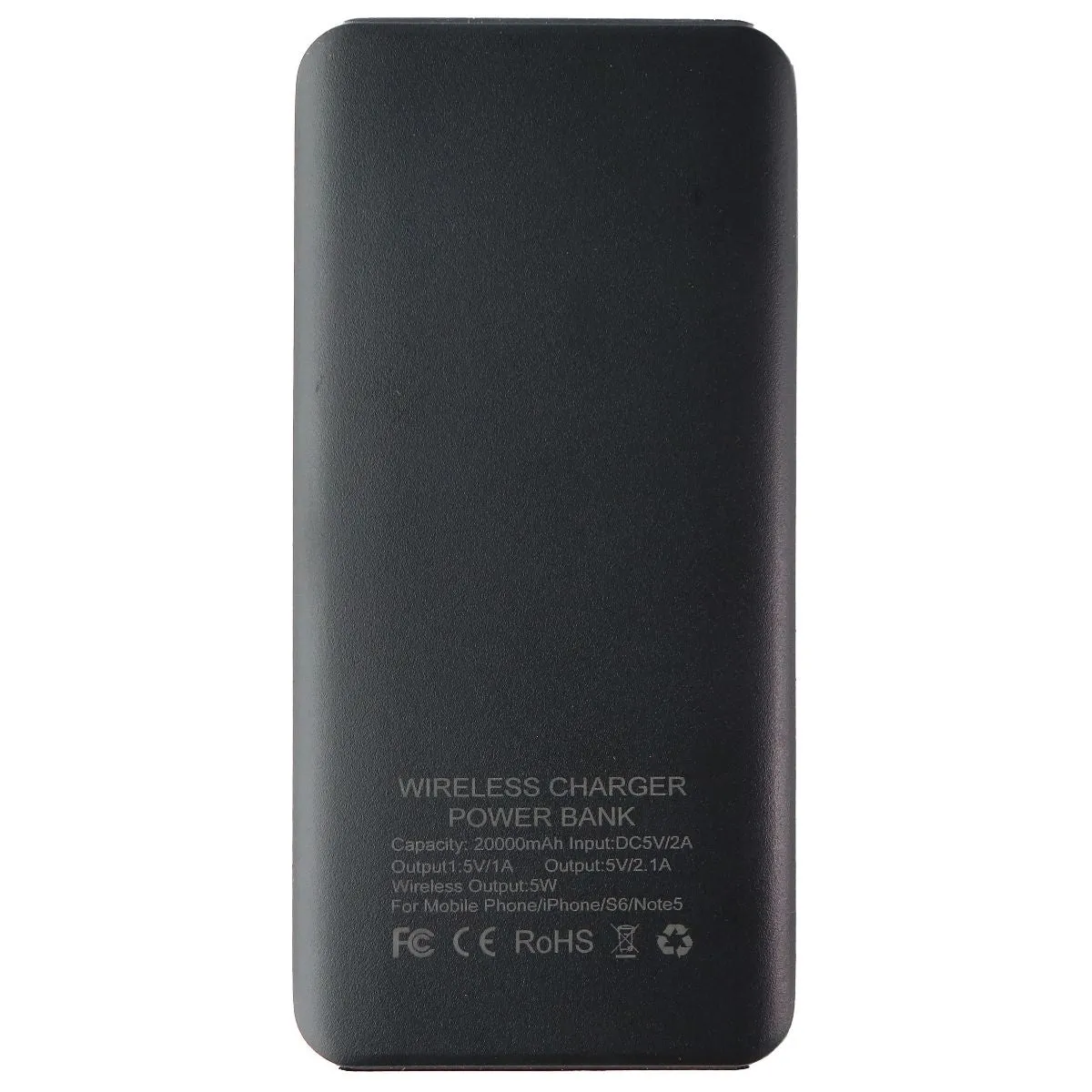 Qi Wireless Charging Pad Power Bank with Micro USB Cable - Black