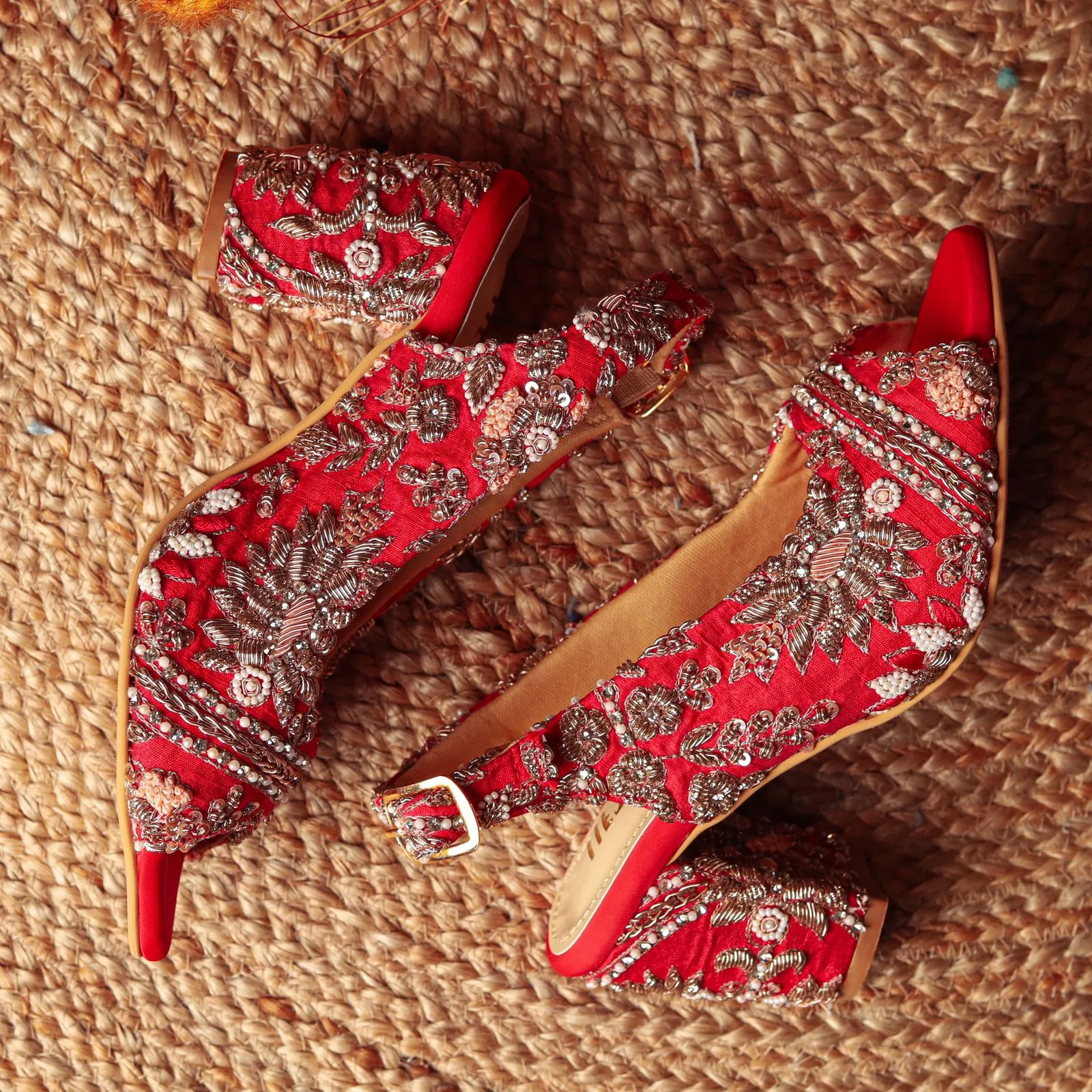 Sabya (Red Embroidery Gold WORK BRIDAL blocks)