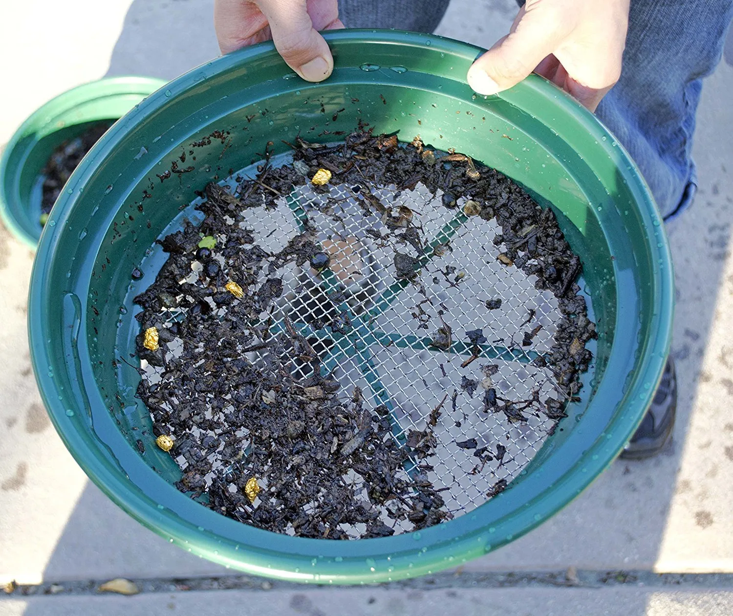 SE GP2-14 Patented Stackable 13-1/4&quot; Sifting Pan, 1/4&quot; Mesh Screen
