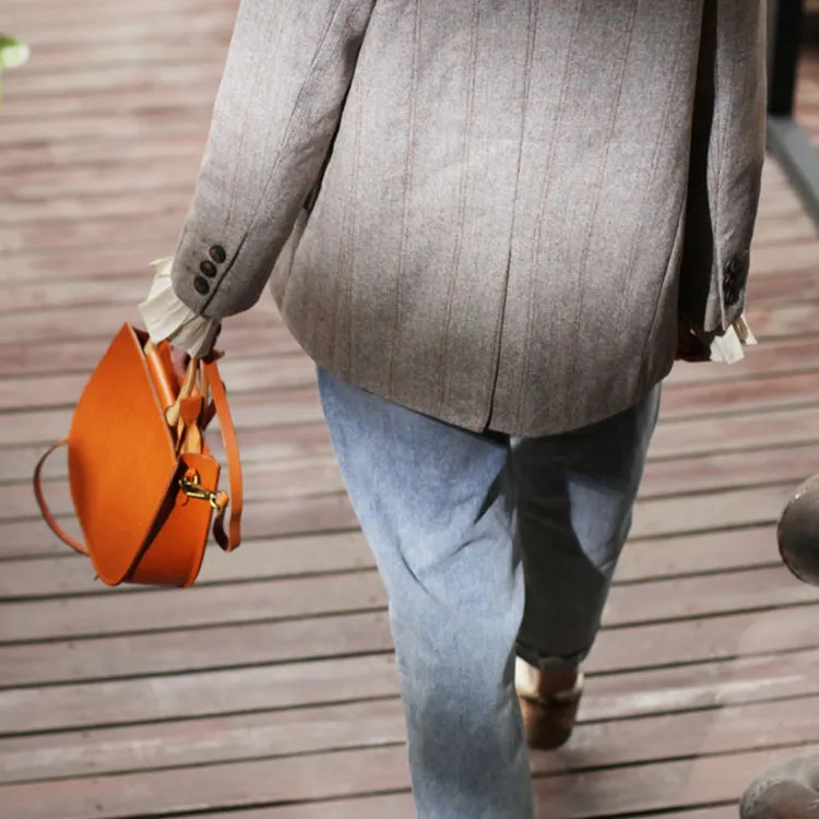 Small Womens Leather Handbags With Wooden Handle Side Bag Purse for Womens