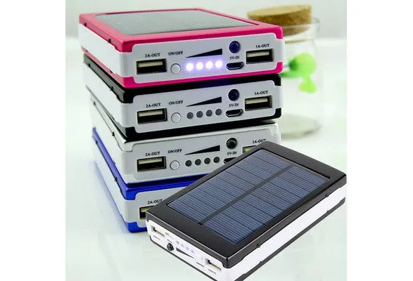 Solar Panel Battery Charger Dual USB Power Bank with LED light 25000mAh