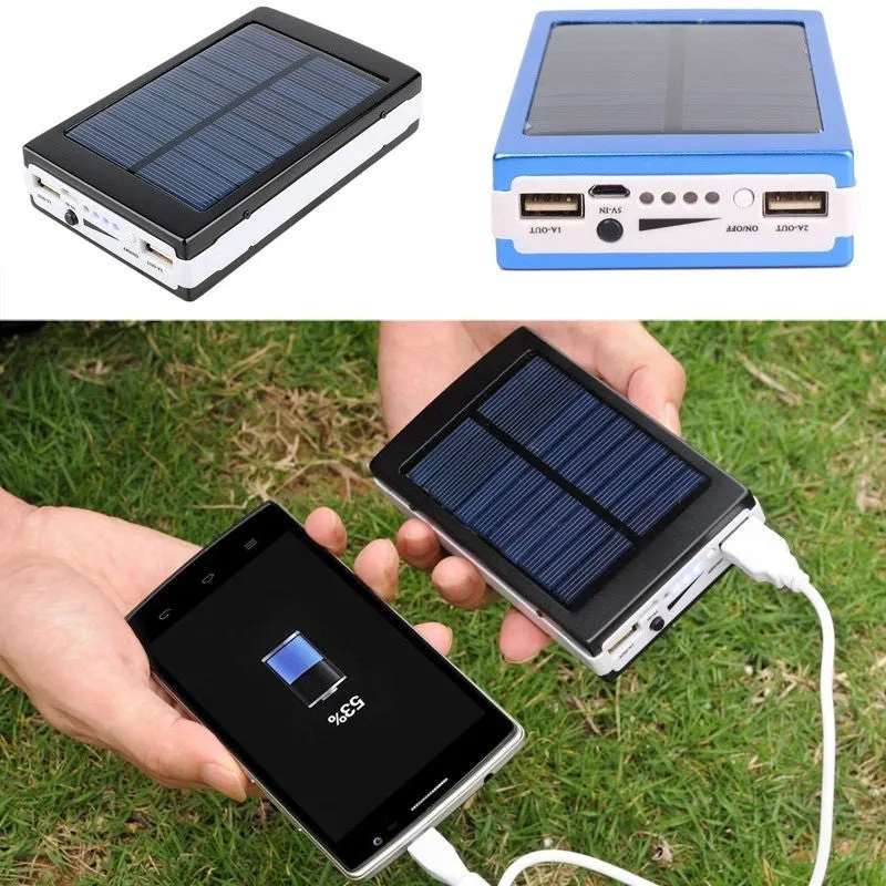 Solar Panel Battery Charger Dual USB Power Bank with LED light 25000mAh