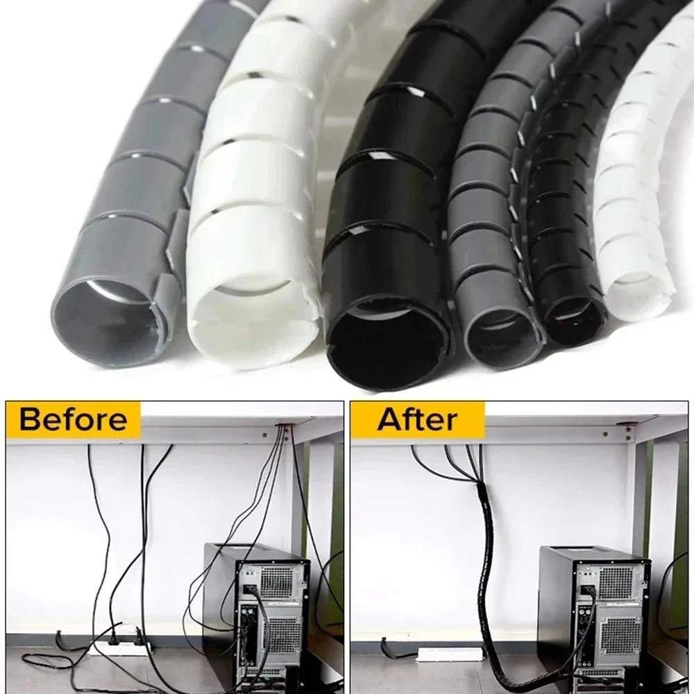 Spiral cable wrap|2M/1M Flexible Spiral Cable Wire Protector Cable Organizer