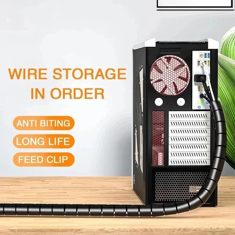 Spiral cable wrap|2M/1M Flexible Spiral Cable Wire Protector Cable Organizer