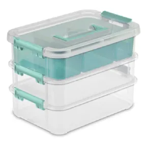 Sterilite 14138606 Stack & Carry 3 Layer Handle Box With Tray - Quantity of 1