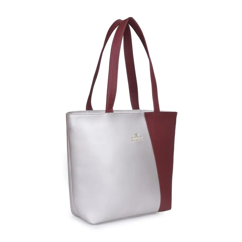 THE CLOWNFISH Jewel Series Faux Leather Handbag for Women Office Bag Ladies Shoulder Bag Tote For Women College Going Girls (Silver)