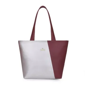 THE CLOWNFISH Jewel Series Faux Leather Handbag for Women Office Bag Ladies Shoulder Bag Tote For Women College Going Girls (Silver)