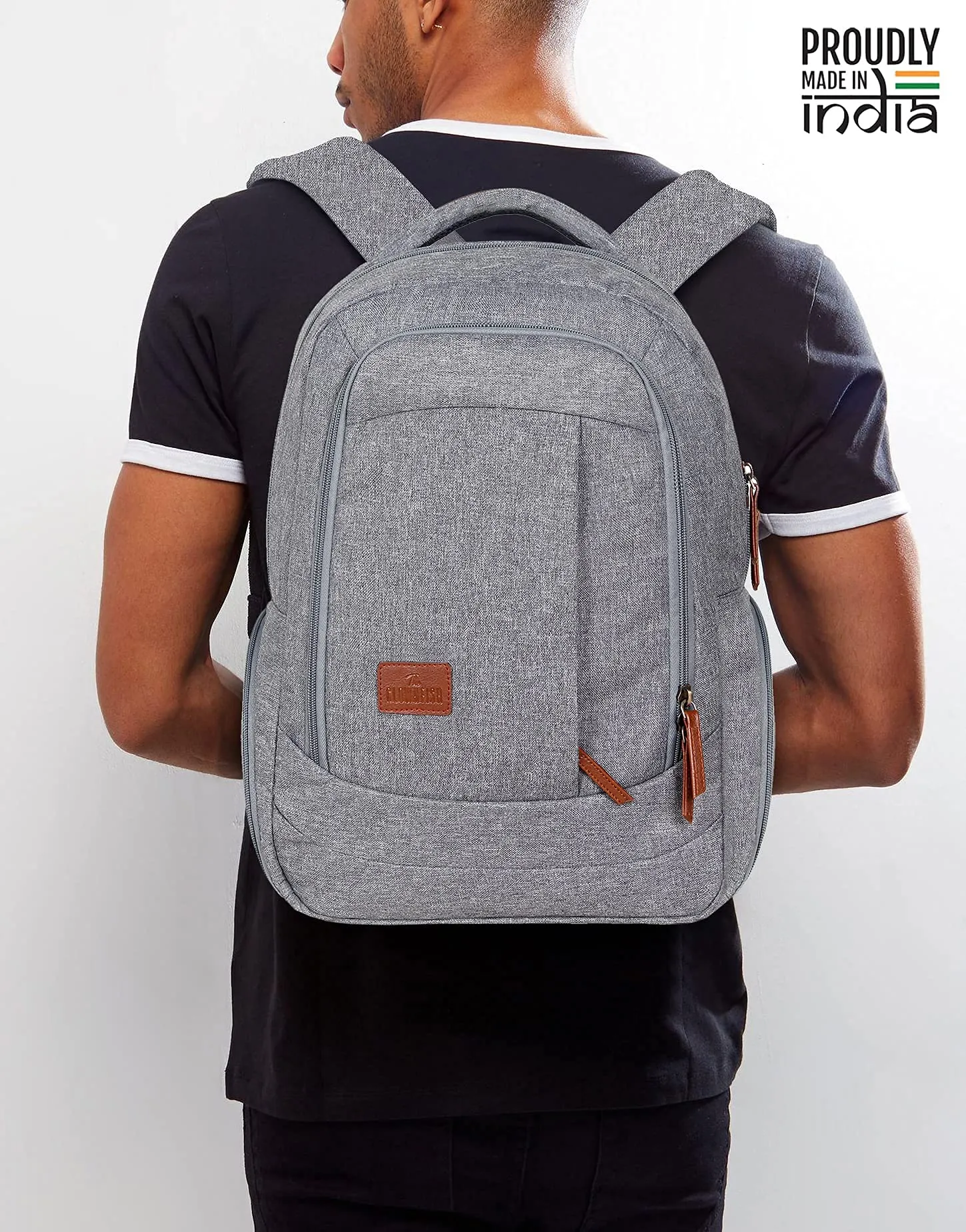 The Clownfish Slate 27 Litres Polyester Unisex 15.6 inch Travel Laptop Backpack (Grey)