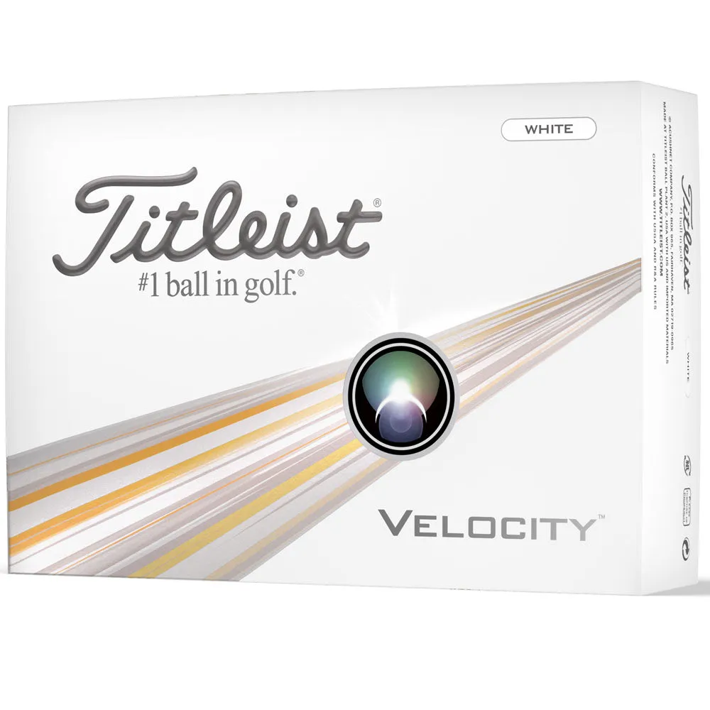 Titleist Velocity Golf Balls - White - 12 Pack