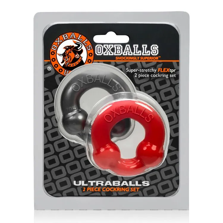 Ultra Balls Cockring 2 Pack SteelRed