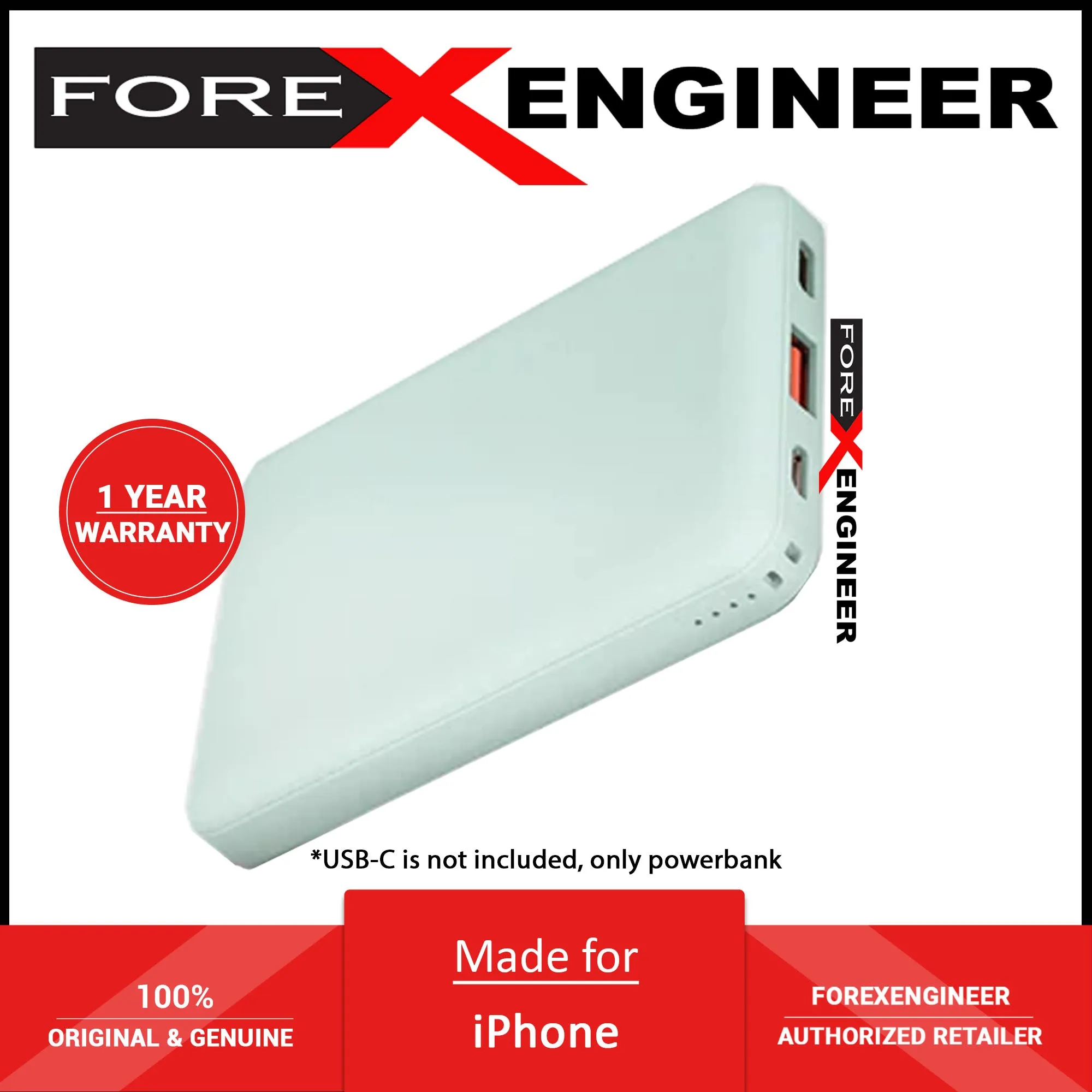 Uniq Fuele Mini PocketSlim 8000 mAh USB-C 18W PD Power Bank - Green (Barcode: 8886463676356 )