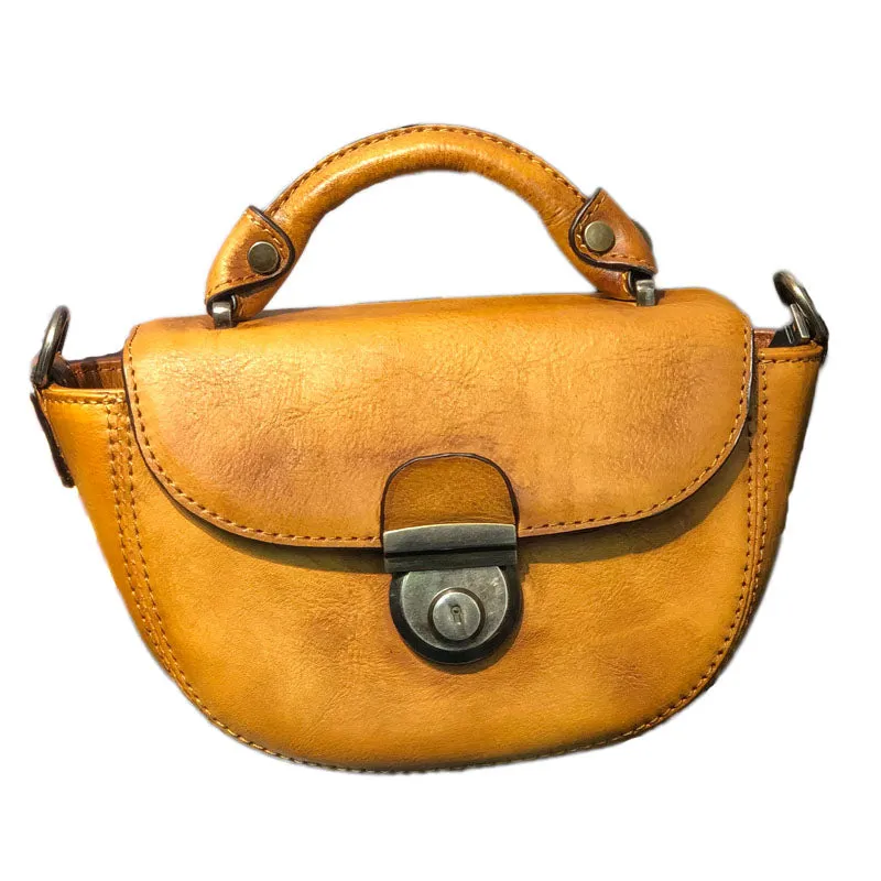 Vintage Womens Small Leather Crossbody Saddle Bag Handbags for Women