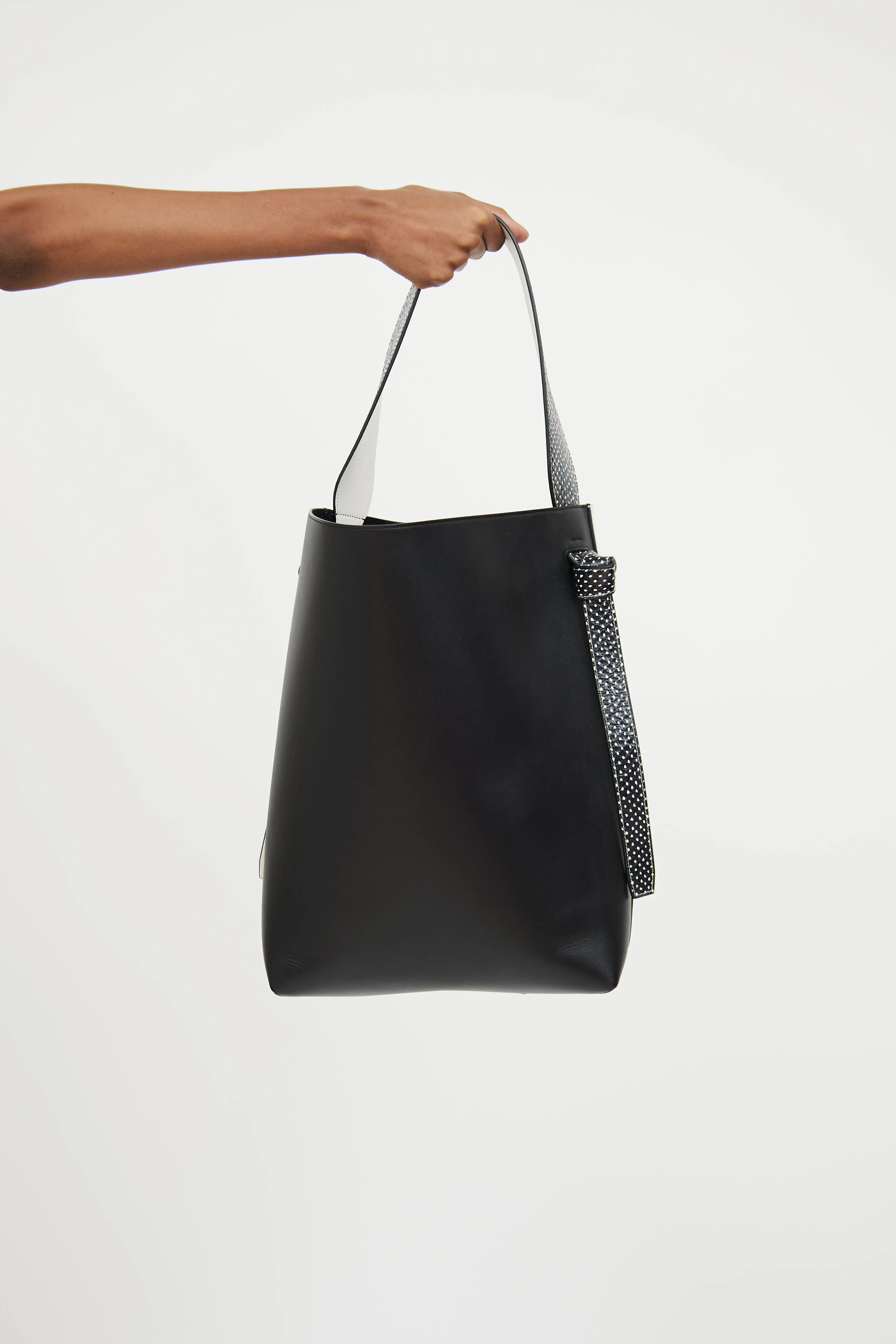 White & Black Twisted Cabas Bag