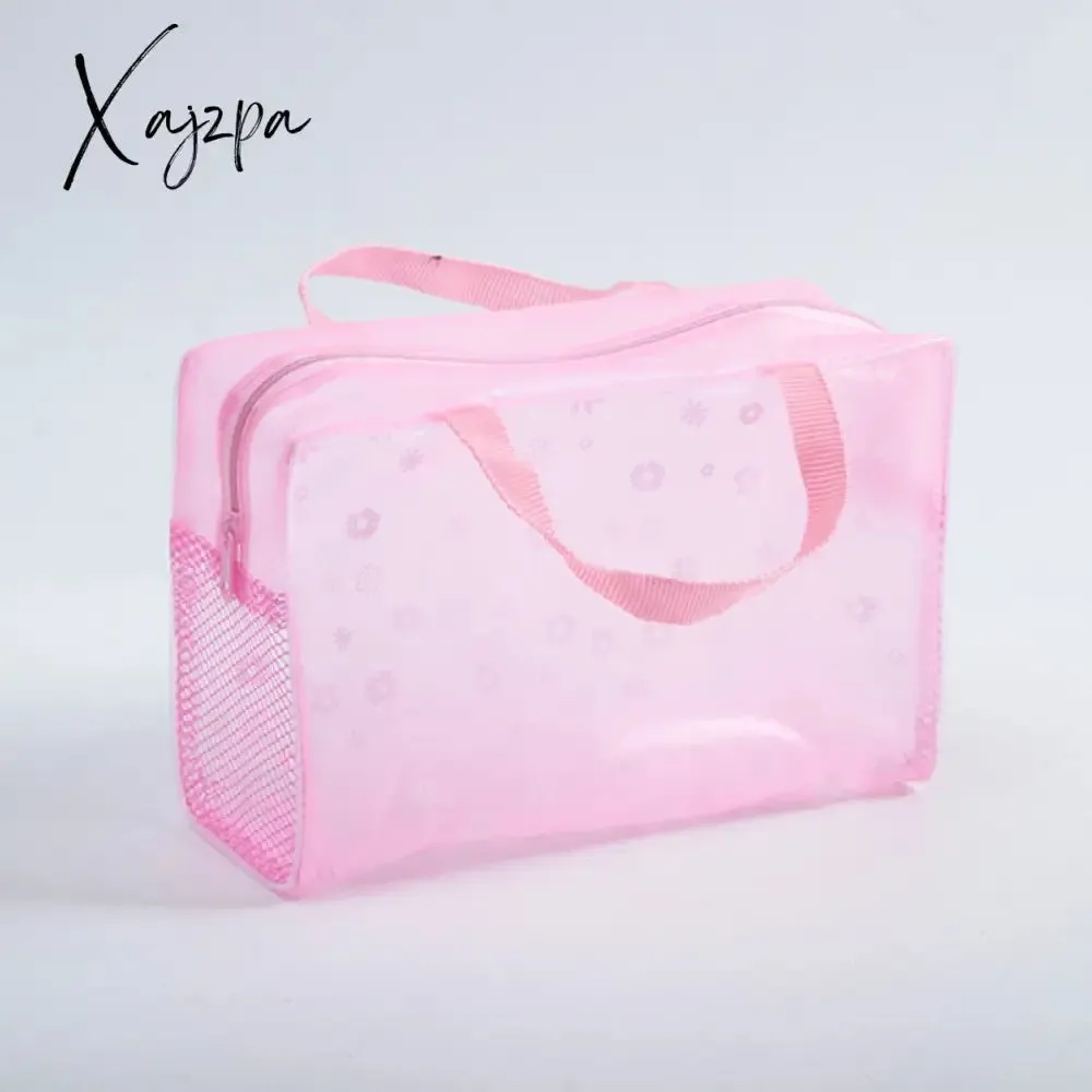 Xajzpa - 1 Pc PVC Transparent Cosmetic Bag Clear Makeup Bag for Women Girl Waterproof Zipper Beauty Case Travel Toiletry Bags Handbag