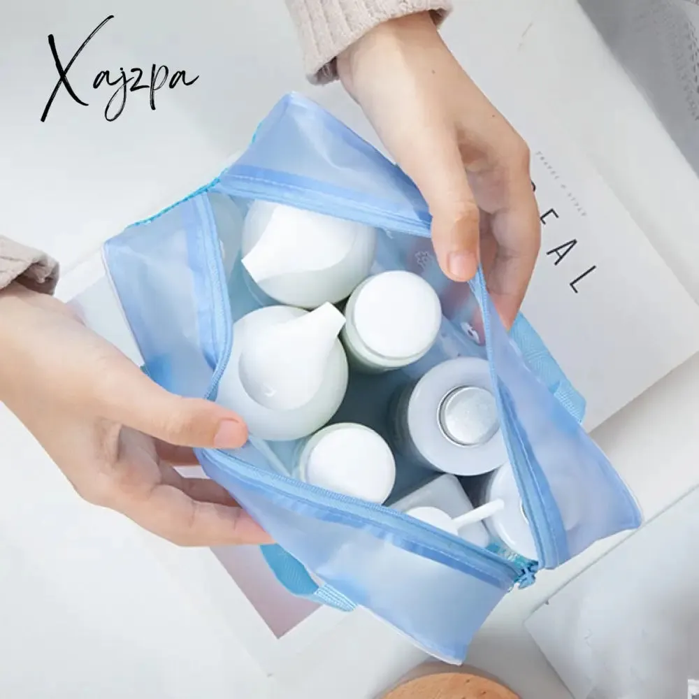 Xajzpa - 1 Pc PVC Transparent Cosmetic Bag Clear Makeup Bag for Women Girl Waterproof Zipper Beauty Case Travel Toiletry Bags Handbag