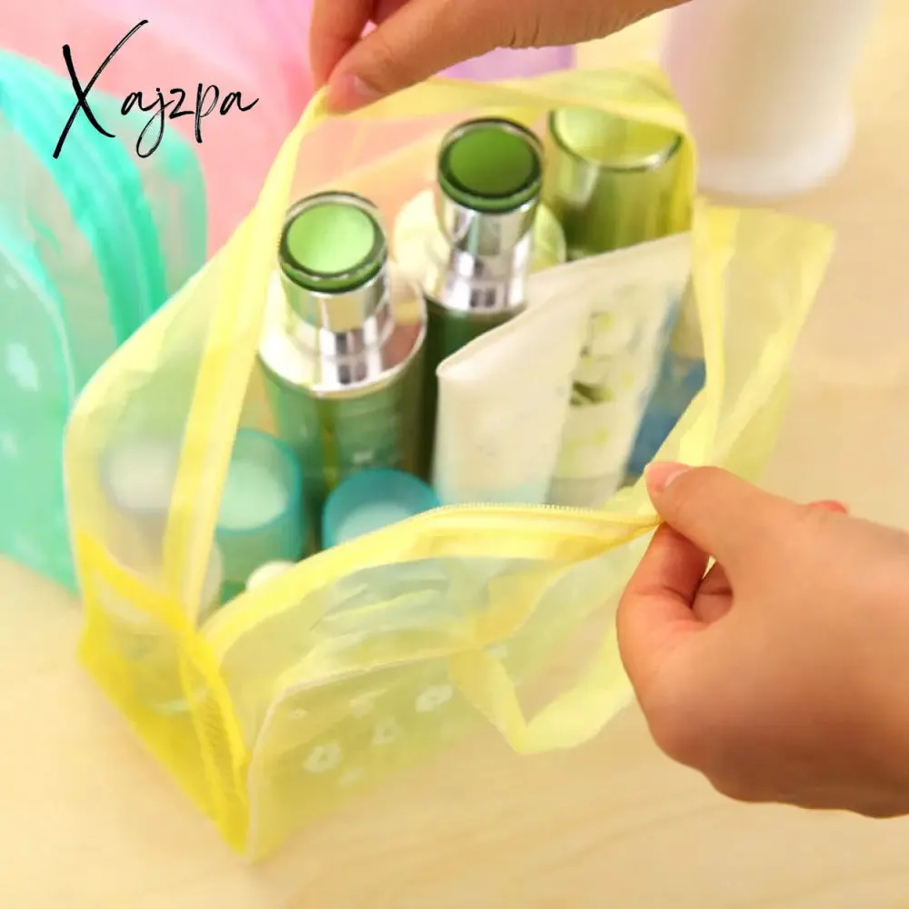 Xajzpa - 1 Pc PVC Transparent Cosmetic Bag Clear Makeup Bag for Women Girl Waterproof Zipper Beauty Case Travel Toiletry Bags Handbag