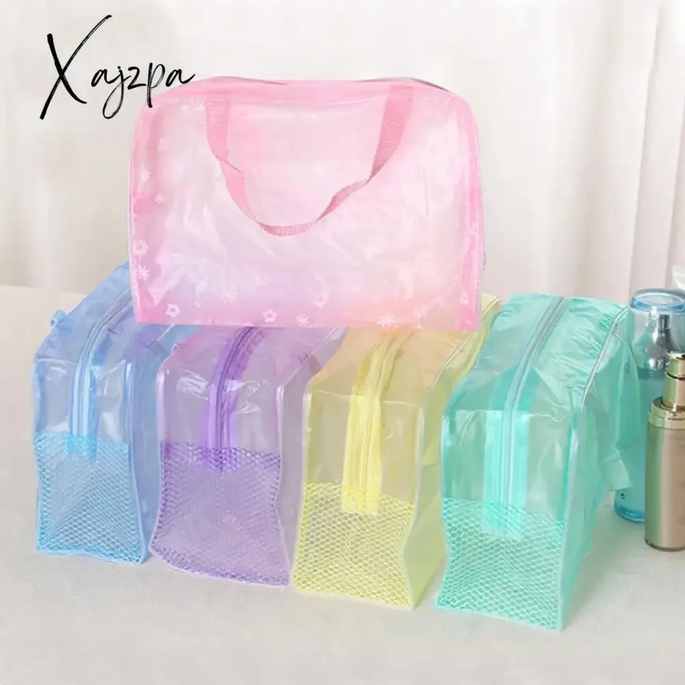 Xajzpa - 1 Pc PVC Transparent Cosmetic Bag Clear Makeup Bag for Women Girl Waterproof Zipper Beauty Case Travel Toiletry Bags Handbag