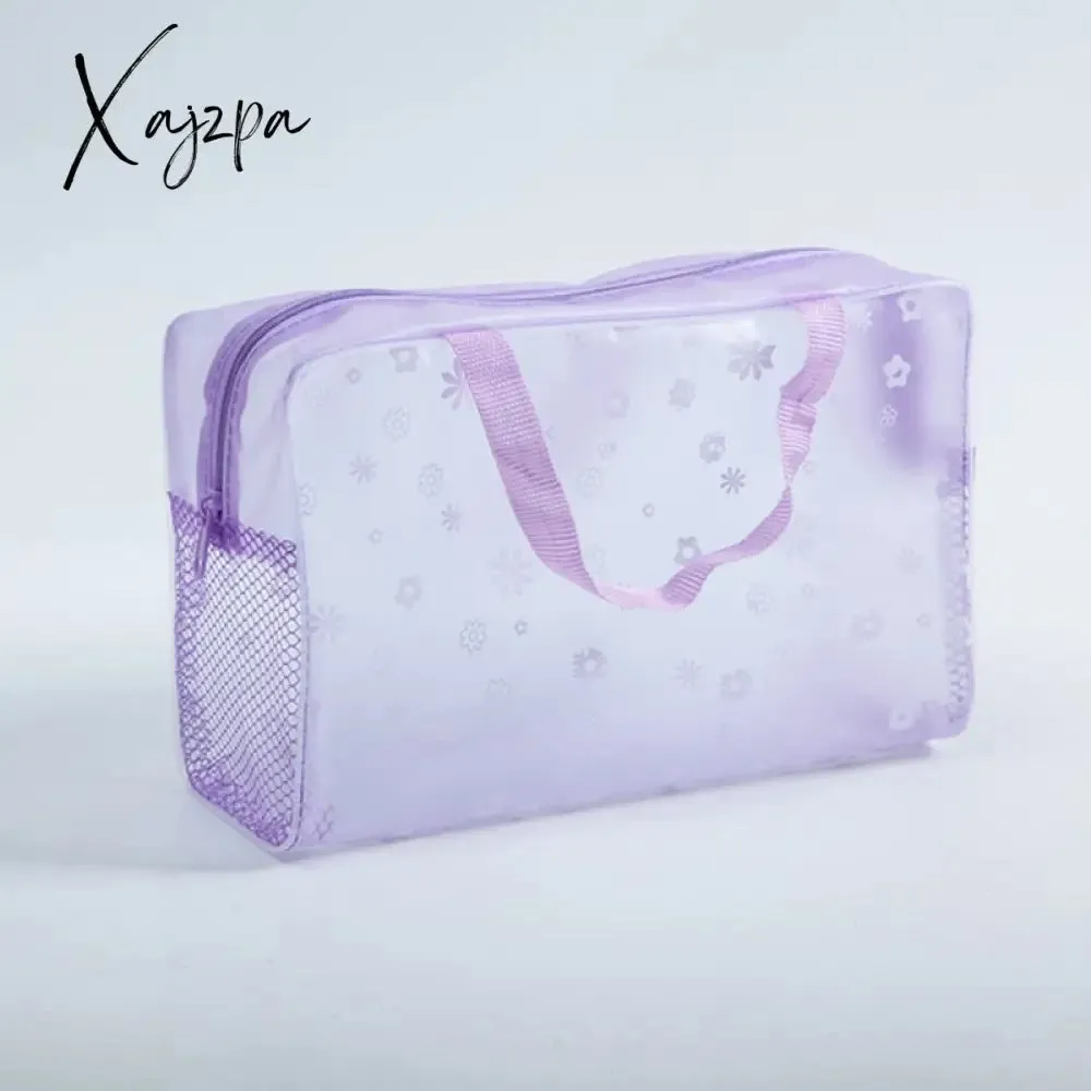 Xajzpa - 1 Pc PVC Transparent Cosmetic Bag Clear Makeup Bag for Women Girl Waterproof Zipper Beauty Case Travel Toiletry Bags Handbag