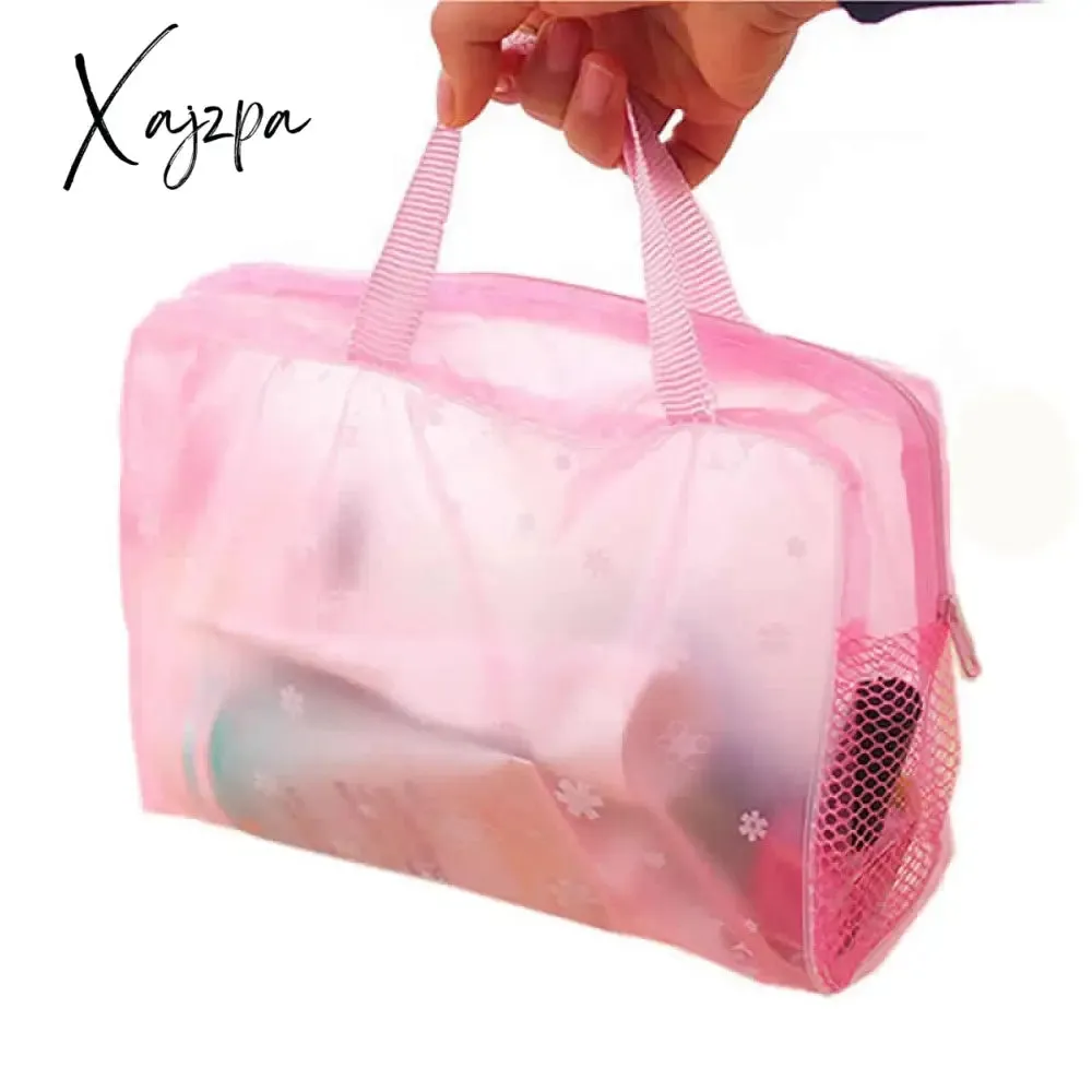 Xajzpa - 1 Pc PVC Transparent Cosmetic Bag Clear Makeup Bag for Women Girl Waterproof Zipper Beauty Case Travel Toiletry Bags Handbag