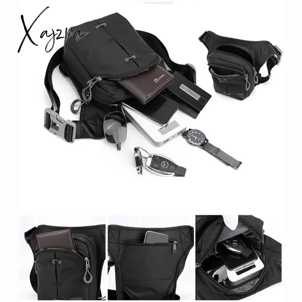 Xajzpa - Nylon Leg Drop Bag Fanny Waist Pack for Men Motorcycle Rider Travel Assault Male Cross Body Messenger Hip Belt Thigh Bags